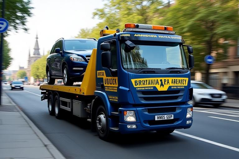 Britannia Recovery tow truck in action on a London street